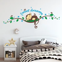 sweet dream sleeping monkey on the branch wall stickers for kids room wall decals baby nursey room decoration pvc art mural