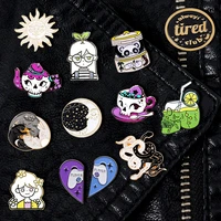 creative trendy cartoon cute animal oil drop brooch pin denim bag gift for friends men women fashion jewelry clothes decoration