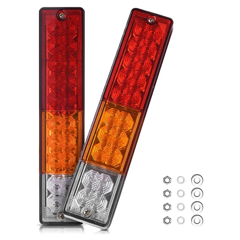 

2PCS 20 LED Trailer Tail Lights DC12V Turn Signal Parking Reverse Brake Running Lamp for Car Truck Red Amber White