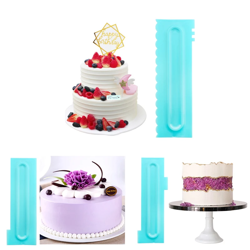 

3Pcs/Set Cake Decorating Comb Smoother Cake Scraper 24 Design Textures Baking Pastry Tools Fondant Spatulas Kitchen Baking Mold