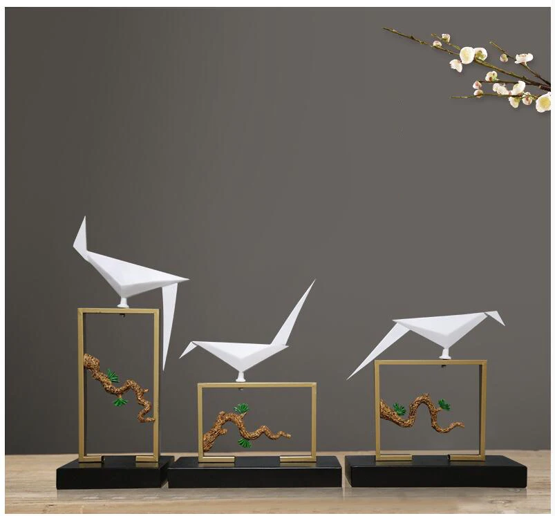 

Китайская Смола Геометрическая птица железная подставка украшения для дома гостиной, ТВ статуэтки для шкафа украшения отеля офиса рабочег...