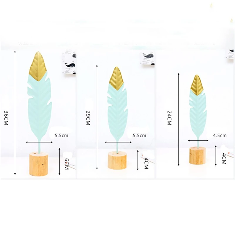 Новинка современное железное перо деревянное основание украшения простые