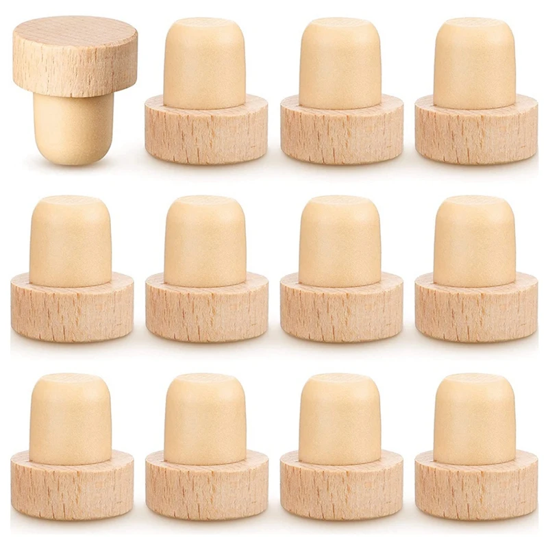 Wine Bottle Corks T Shaped Cork Plugs For Wine Cork Wine Stopper Reusable Wine Corks Wooden And Rubber (12 Pieces)