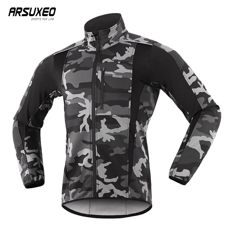 ARSUXEO, теплая куртка для велоспорта Mtb, для езды на велосипеде, зимняя, ночная, светоотражающая, теплая, велосипедная одежда, ветронепроницаемая, водонепроницаемая, мужская куртка для велоспорта, Джерси
