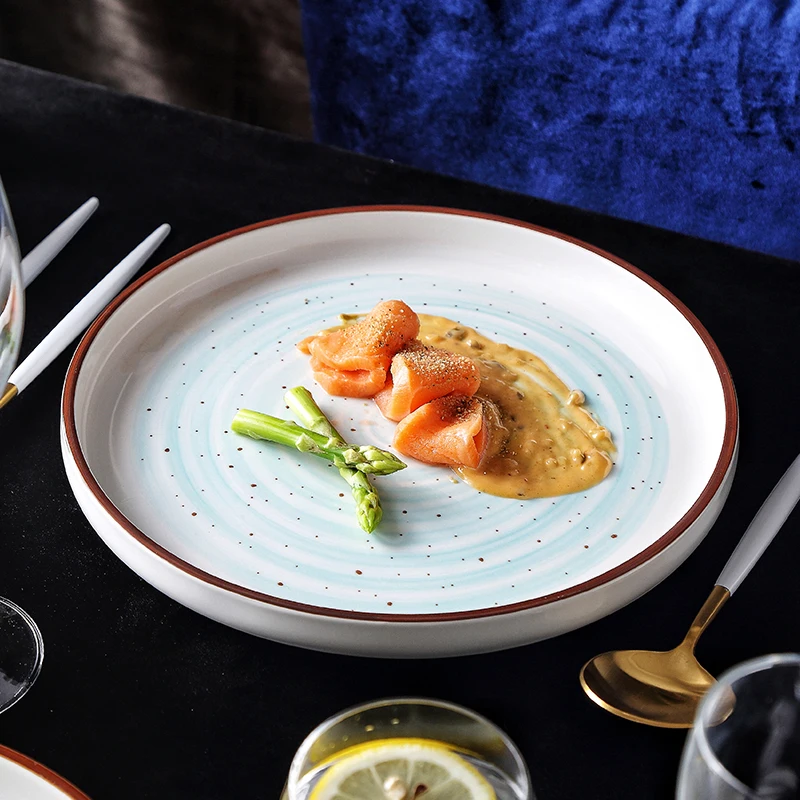 Фарфоровое блюдо MUZITY керамическая круглая фотопластина тарелки для салатов или