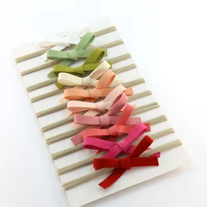 Однотонные замшевые нейлоновые повязки для волос, эластичная повязка на голову с бантом, повязка на голову для новорожденных девочек, реквизит для фотосессии, модные аксессуары Bebe Fille