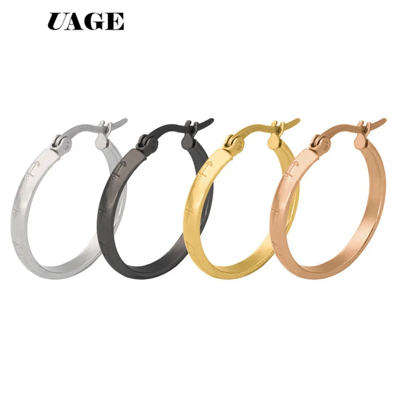 UAGE Pendientes Mujer серьги-кольца из нержавеющей стали 4 цвета круглые серьги для женщин