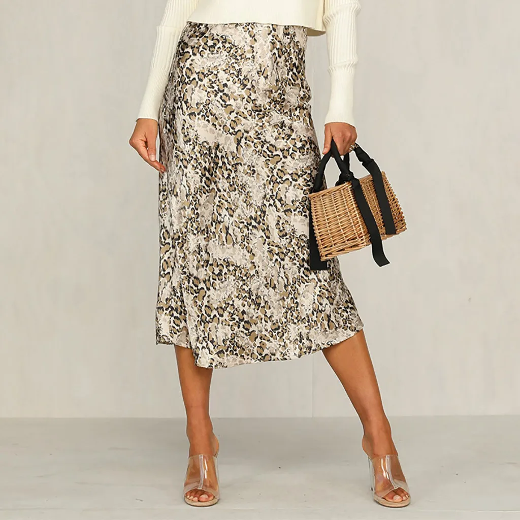 Юбка миди Женская прямая в полоску с завышенной талией и принтом