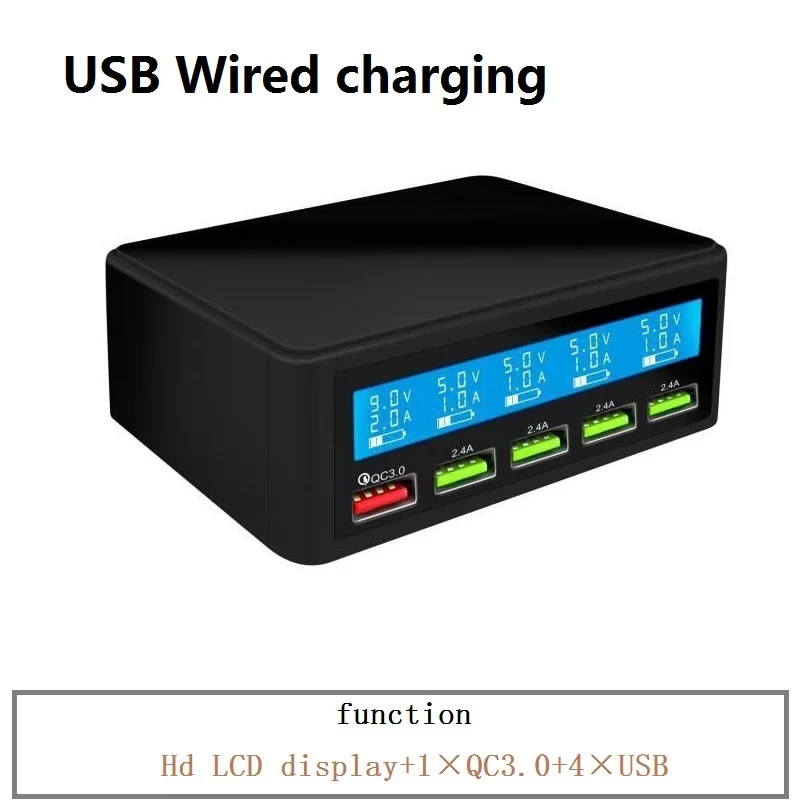 usb Charge QC 3,0 Быстрый Смарт USB Changer Защита от перенапряжения мощность разъем 5USB порты зарядное устройство светодиодный цифровой дисплей Великобритания США ЕС AU Plug - Цвет: usb Charge
