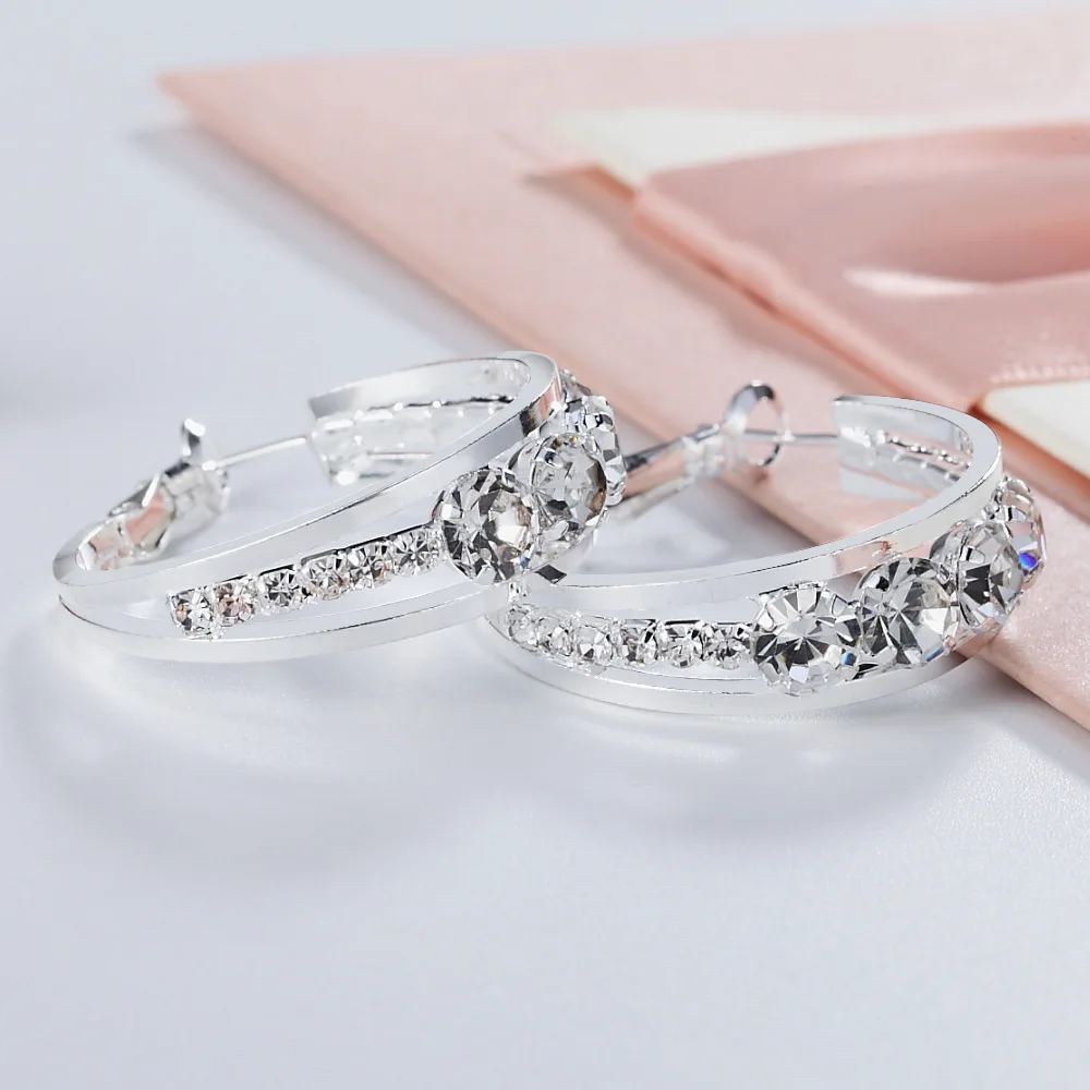 

Fashion Jewelry 925 Sterling Silver Diamond Water Drill Zircon Ear Buckle Womans Earrings