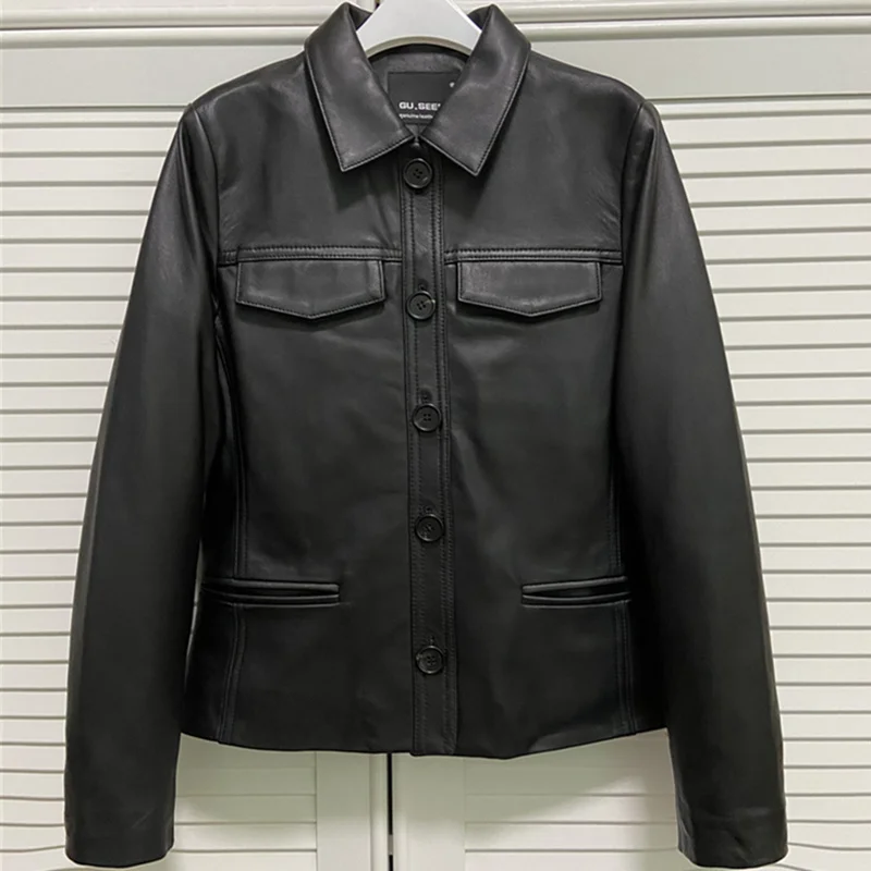 

Women's Leather Garment Sheepskin Coat Genuine Leather Lambskin Factory Self Cultivation Show Thin