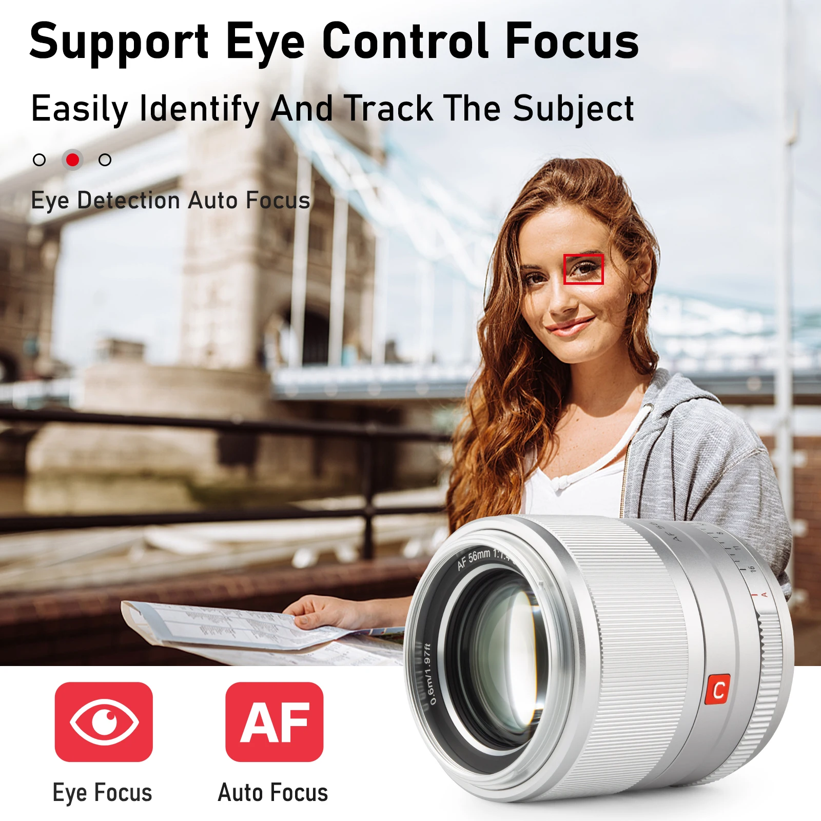 VILTROX 56 мм F1.4 f/1 4 XF Автофокус фотообъектив для Fuji Fujifilm ОБЪЕКТИВ X-Mount (серебристый)