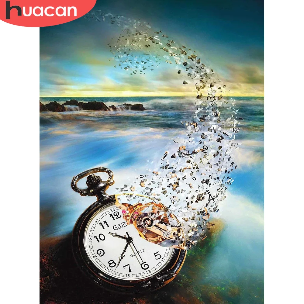 

HUACAN Oil Painting By Numbers Clock Unique Gift Hand Painted Picture By Numbers Landscape Home Decor Children's Room Decor