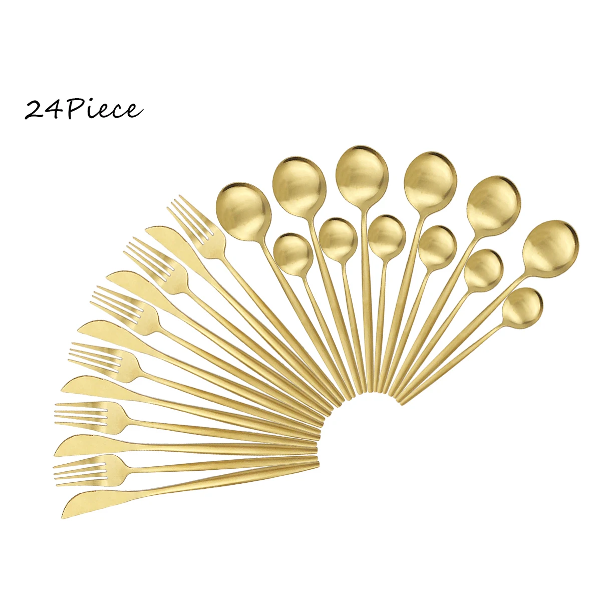 24 шт. набор столовых приборов золотого цвета 18/10 нержавеющая сталь посуды нож