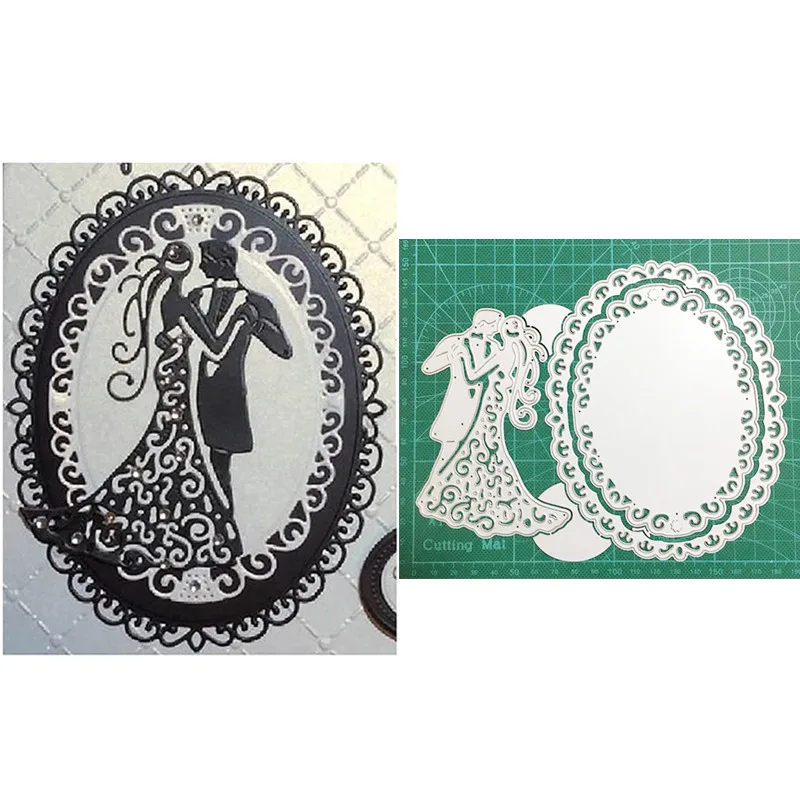 

Wedding Couple Lace Oval Frame Metal Cutting Dies Stencils dies for DIY Scrapbooking dies Decoration Craft dies Embossing Dies