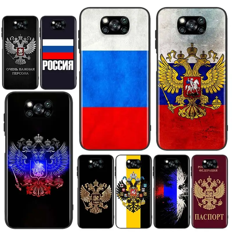 

Russia Russian Flags For Xiaomi Poco X3 GT NFC M3 F3 C3 M2 F2 F1 X2 Pro Mi Mix 3 Play Silicone Soft Black Phone Case