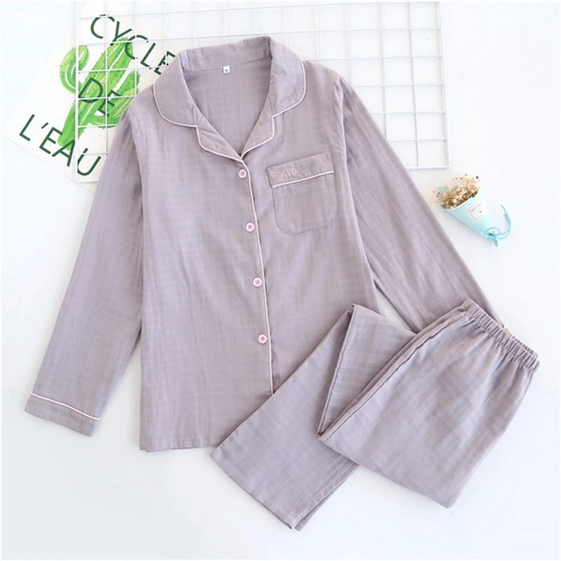 Женский домашний костюм хлопковая марлевая Пижама женские хлопковые пижамы с