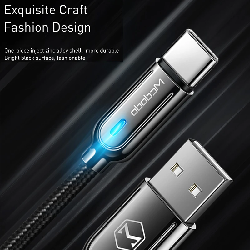 10 шт./лот Mcdodo USB Type C 3A автоматический отключение кабеля для Samsung Galaxy S10 S9 Быстрая