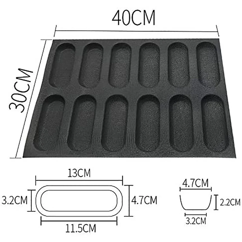 

Silicone Baguette Pan-Non-Stick Perforated French Bread Pan Forms,Hot Dog Molds , Baking Liners Mat Bread Mould