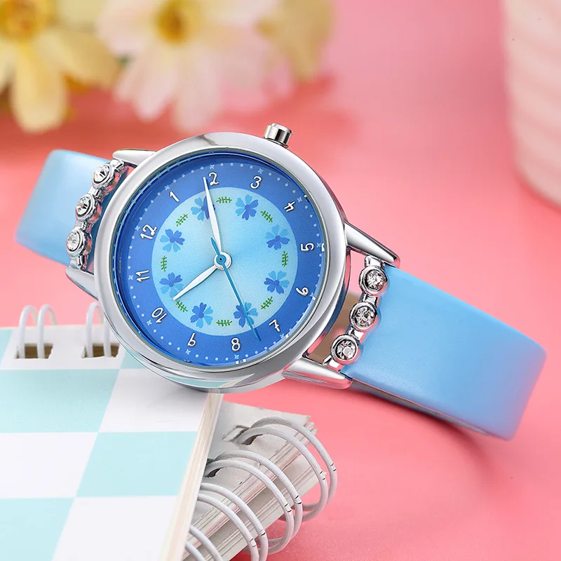 Модные милые Мультяшные детские часы для девочек принцесса с бриллиантами и