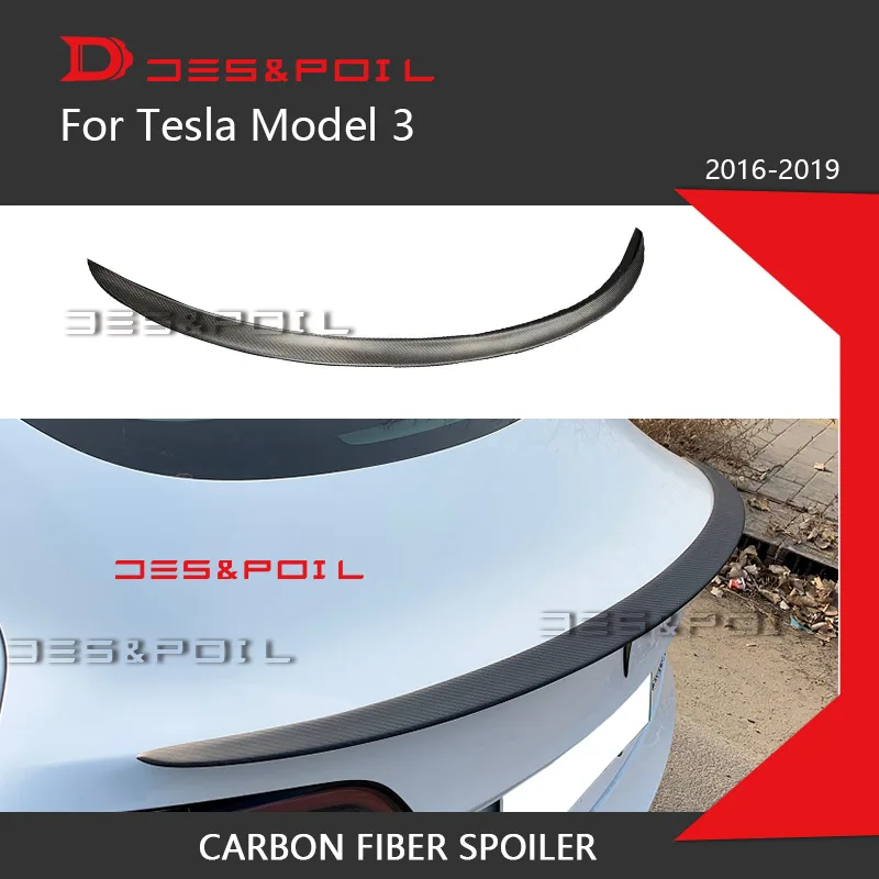 100% настоящий спойлер багажника из углеродного волокна для Tesla Model 3 2016 2019 задний