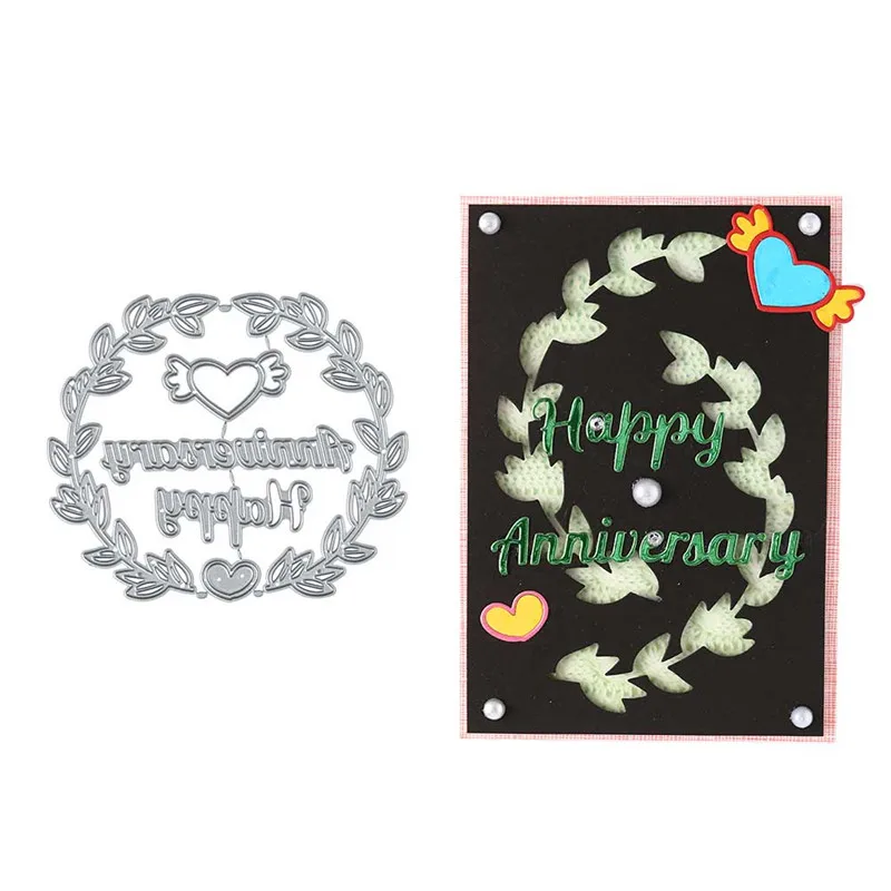 Eastshape Happy Anniversary Word Dies Love Metal Cutting for Card Making Scrapbooking Embossing Stencil Wreath Leaver | Дом и сад