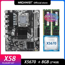 Machinist X58 Motherboard Combo Set Kit With Intel Xeon X5670 CPU 2pcs*4G= 8GB DDR3 Memory RAM LGA 1366 Processor X58 V1608