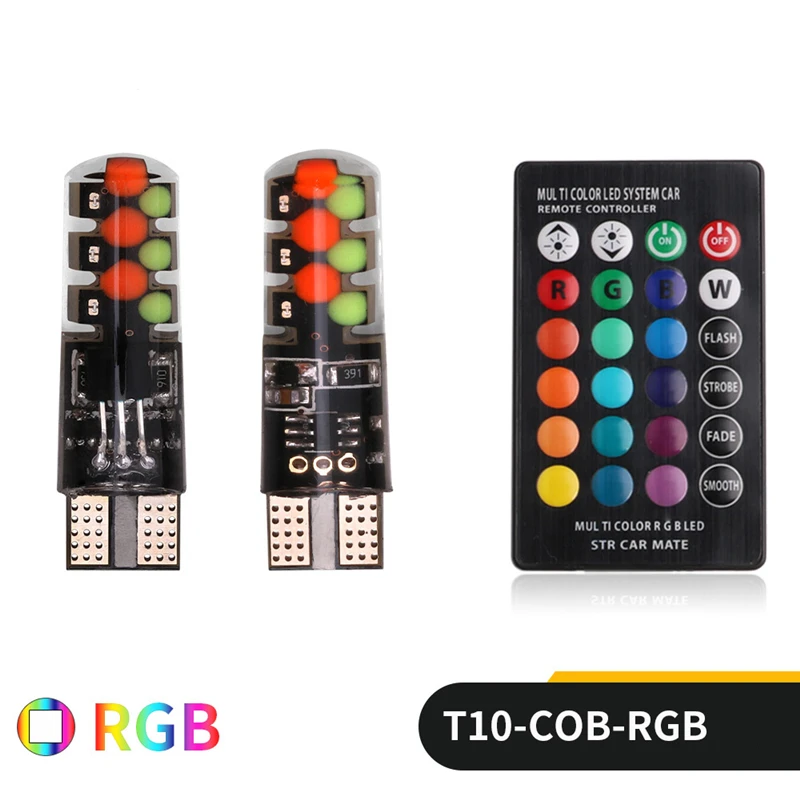 T10 RGB габасветильник новые универсальные W5W COB 12SMD цветные многорежимные