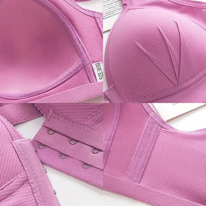 

Seamless Bralette Sexy Deep V Push Up Bra Solid Color Wireless Bras For Women Fashion Striped Underwear Female Big Size Lingerie