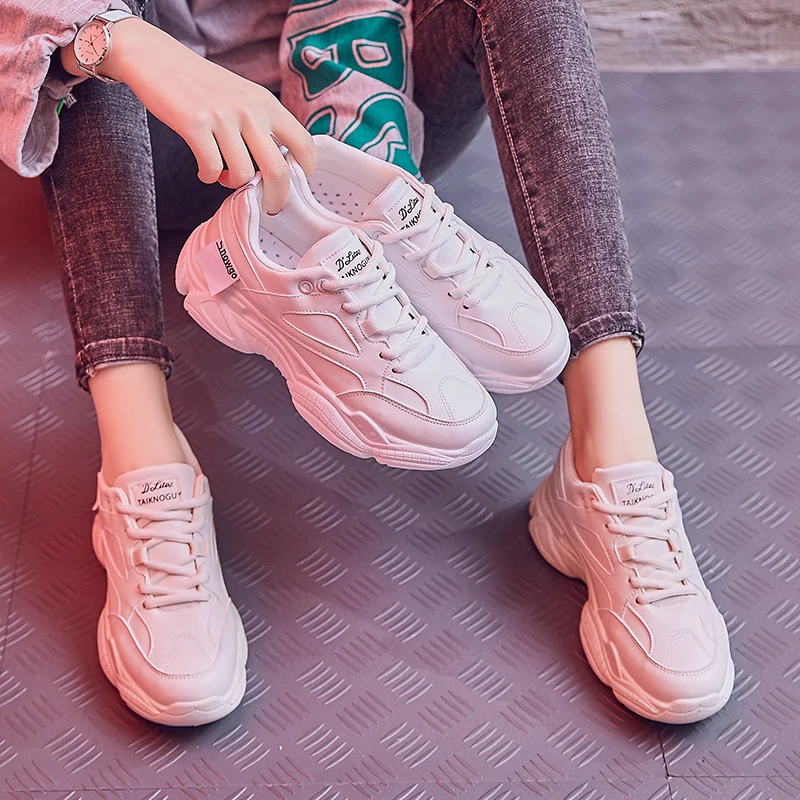 

Leather Sports Shoes Wild Ins Autumn Breathable Little White Father Tide Shoes Summer Women's Sports Shoes Sneakers Casual Shoes