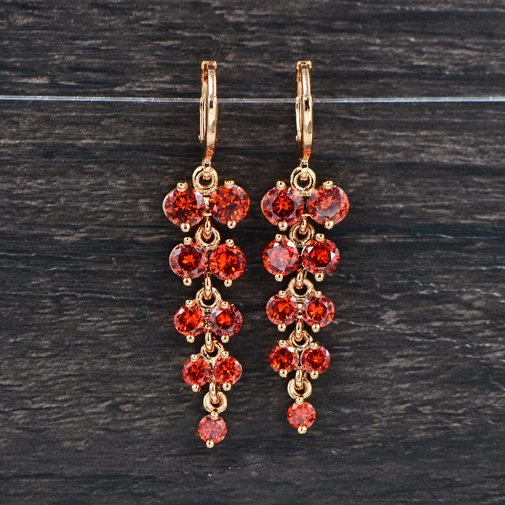 Женские Длинные свадебные серьги с фианитом золотистого цвета | Украшения и