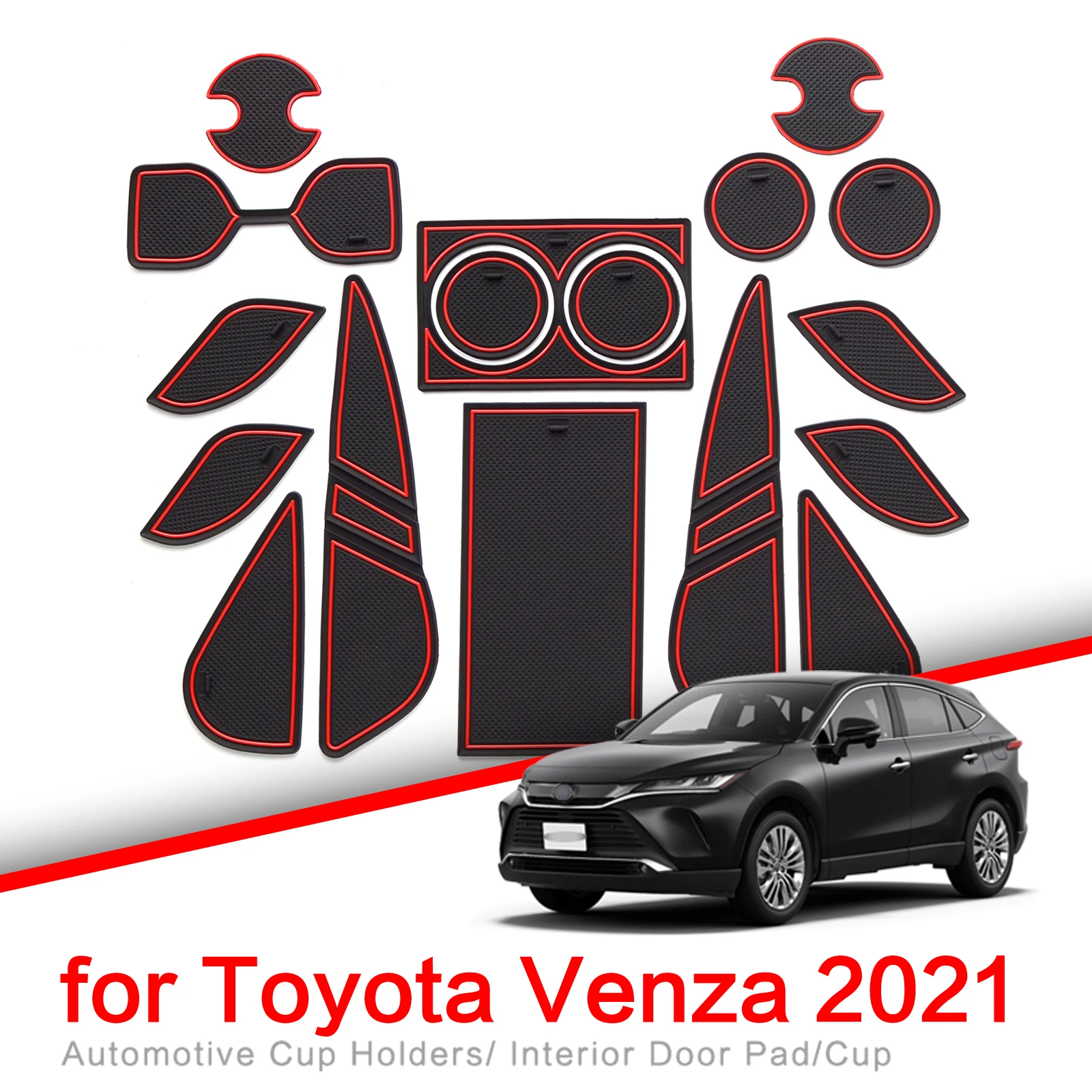

Anti-Slip Gate Slot Cup Pad for Toyota Venza 2021 Accessories Rubber Coaster Door Groove Mats Non-Slip Mat Car Sticker