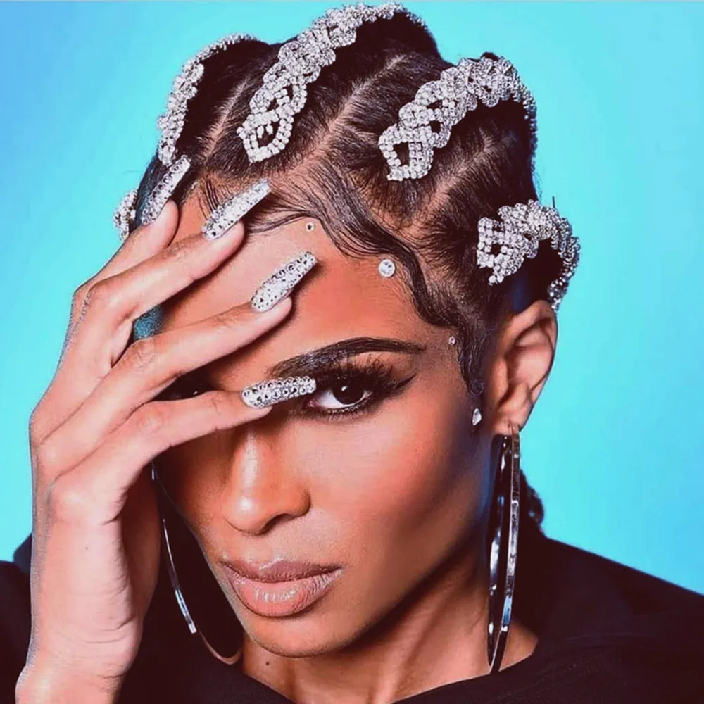 Уличная цепочка для волос в стиле хип хоп с длинным грязным плетением Стразы