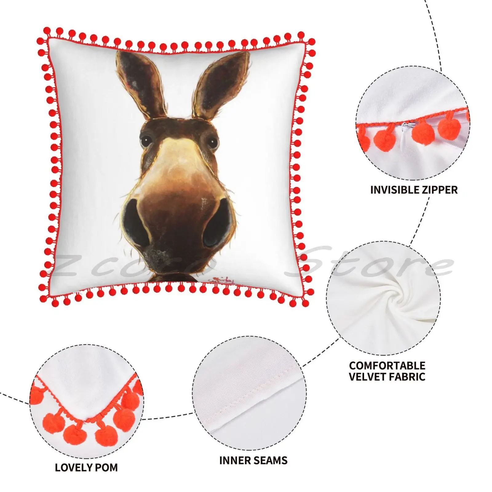 Наволочка с надписью Happy Donkey 'Teddy' от Ширли Макартур наволочка из хлопка и льна