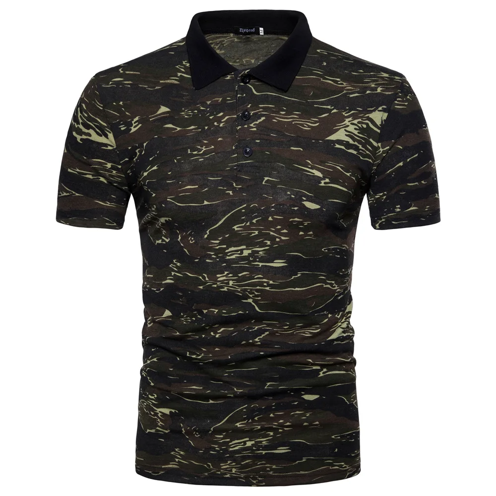 

Camouflage short-sleeved POLO shirt men's casual printing color matching outdoor fitness sports top summer new style 2021