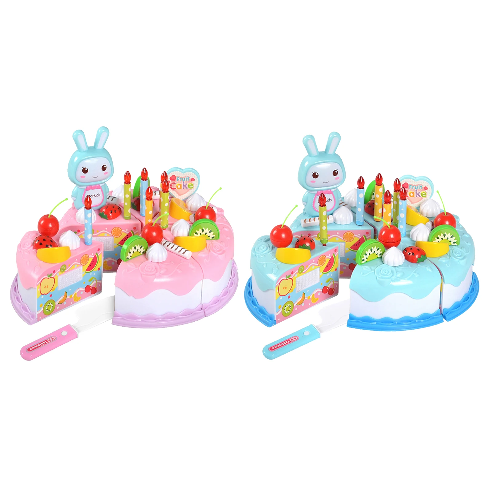 

Cutting Birthday Cake Toy Pretend Play Food Dessert Model Toys for Toddlers, 6 Sliced Cakes