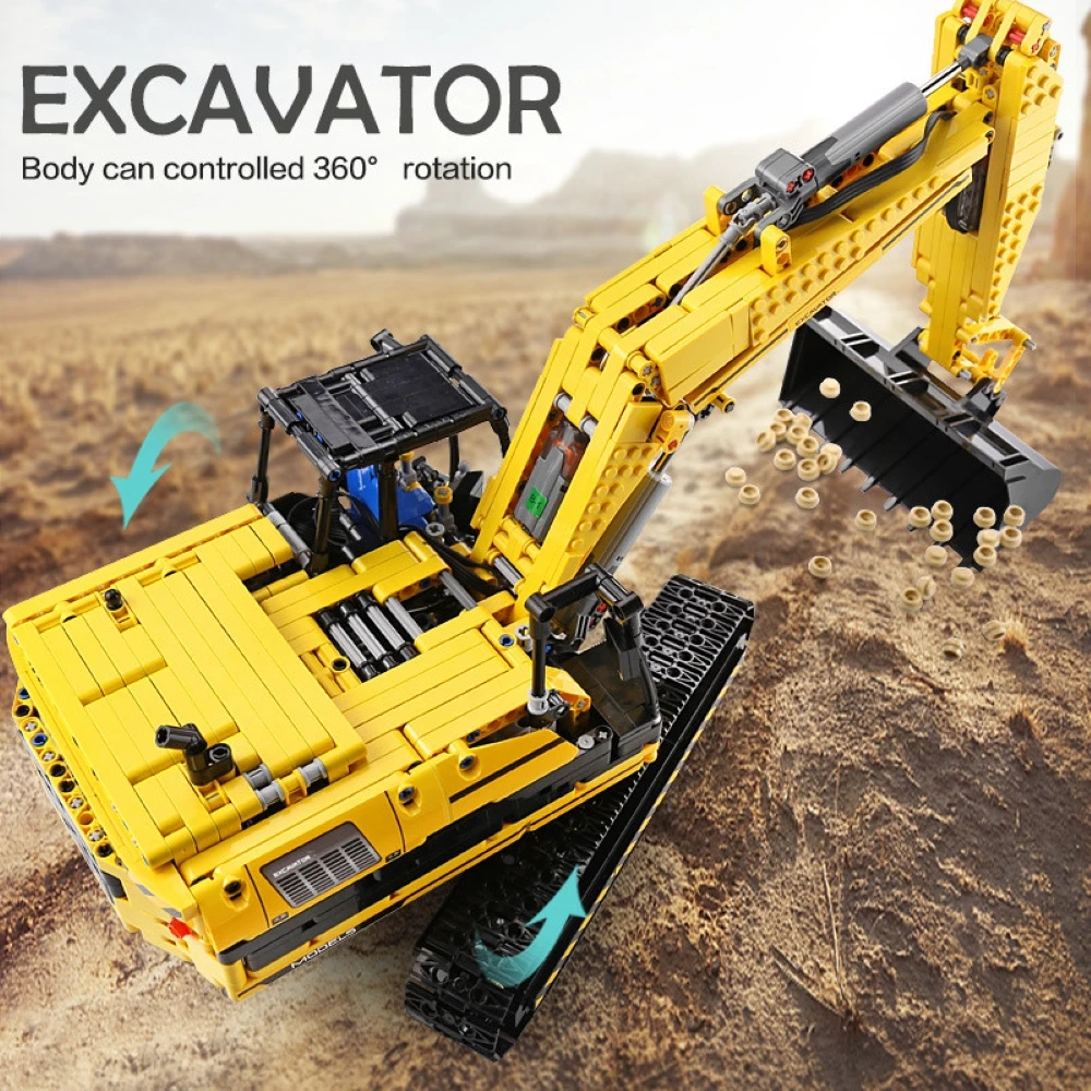 

MOULD KING RC Truck MOC The RC Excavator Models Building Blocks Bricks Assemble Caterpillar Remote Control Truck Toys for Kids