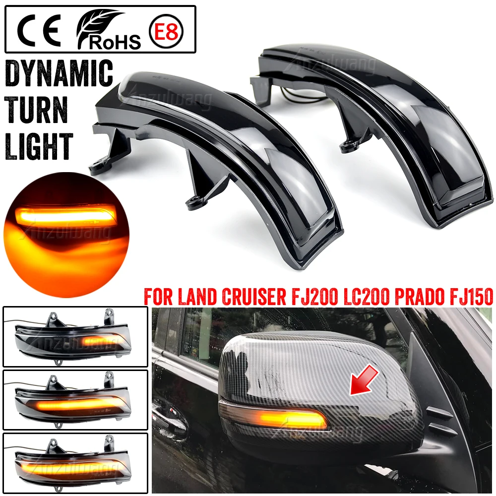 

Динамический поворотный сигнал, внешний зеркальный последовательный указатель света для Toyota Land Cruiser LC200 FJ200 Prado FJ150 2010-2020