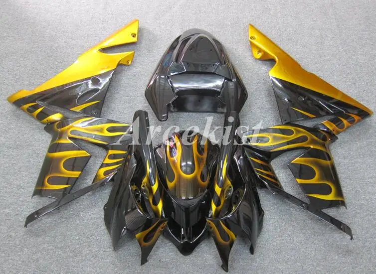 

Новый комплект обтекателей для мотоцикла ABS, подходит для Kawasaki Ninja ZX-10R 2004 2005 04 05, кузов с пламенем