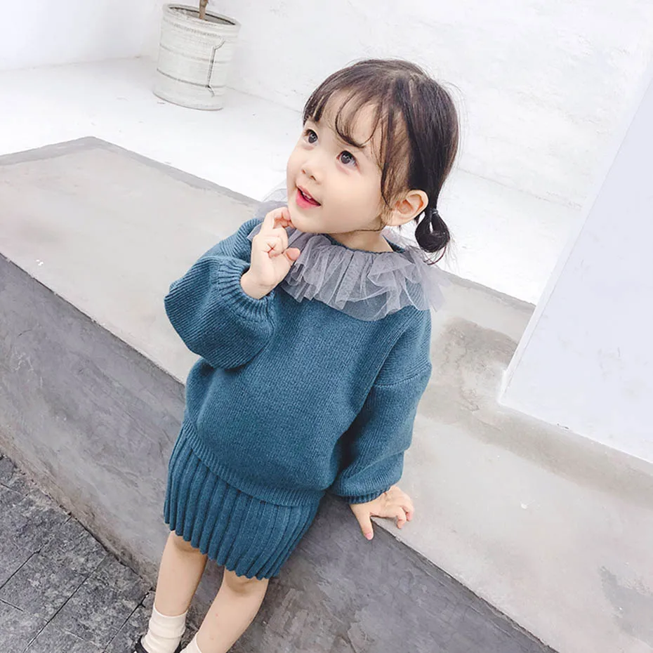 Одежда для девочек трикотажное платье-майка и свитер комплект из 2 предметов