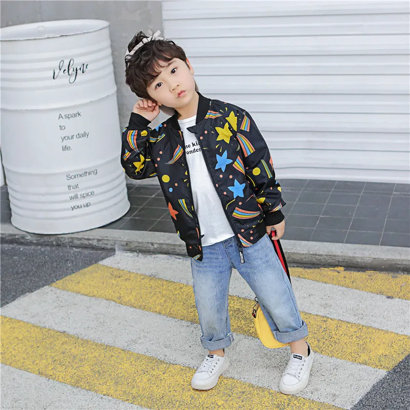 

Children Outerwear New Spring Autumn Star Jacket For Boys Casual Windproof Boys Cool Coat Kids Long Sleeve Clothes Dropshipping