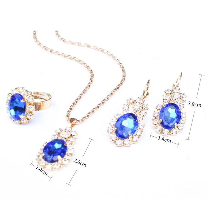 2021 новый кристалл камень Золотая цепочка ожерелье серьги кольцо комплект