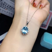 3ct 9mm11mm natural topaz pendant for party dazzling 925 silver topaz necklace pendant brithday gift for woman