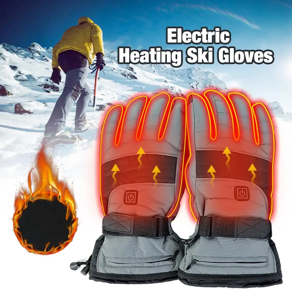 

Electric Ski Heated Gloves Winter Waterproof Hands Warmer 3 Level Rechargeable Heating Gloves For Cycling Skiing