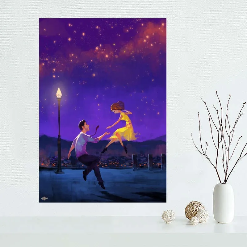 

Custom La La Land Canvas Painting Poster Home Decor Cloth Fabric Wall Art Poster 27x40cm,30x45cm,40x60cm,50x75cm,60x90cm