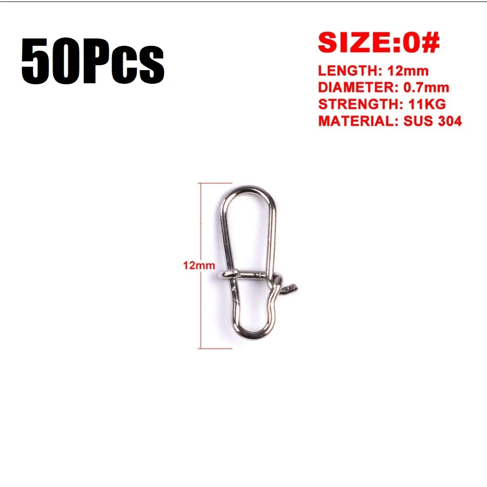 0 - 50pcs 50 шт./пакет Нержавеющая сталь быстрая защелка Замковая оснастки вращающиеся твердые кольца безопасности защелки для рыбалки разъем крюк PESCA жидкость для снятия шарнирного соединения - Цвет: 0 - 50pcs