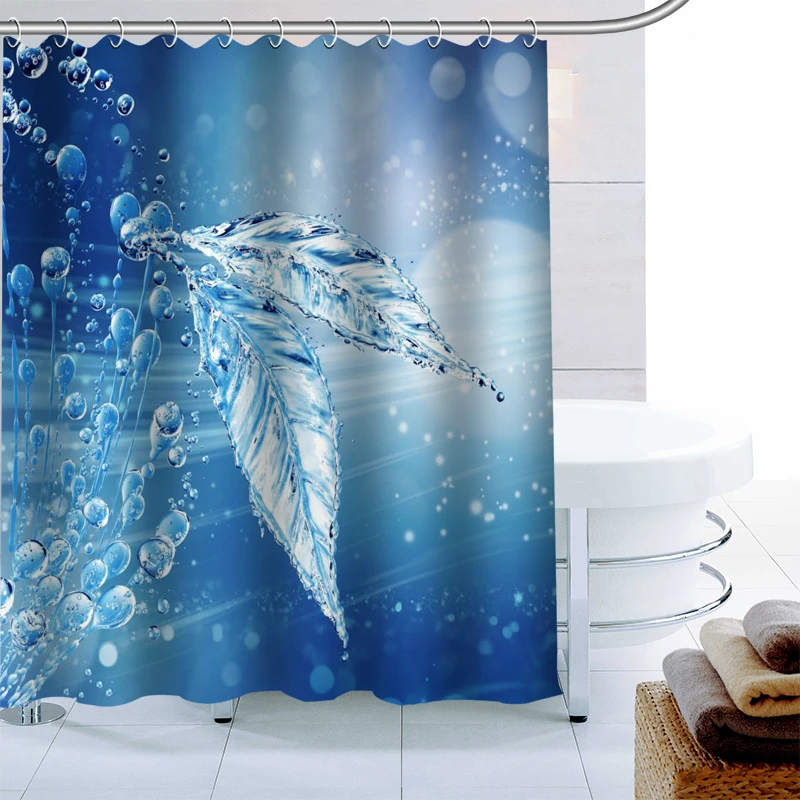 Простая Европейская занавеска для душа в виде капель воды 12 крючков ткань из