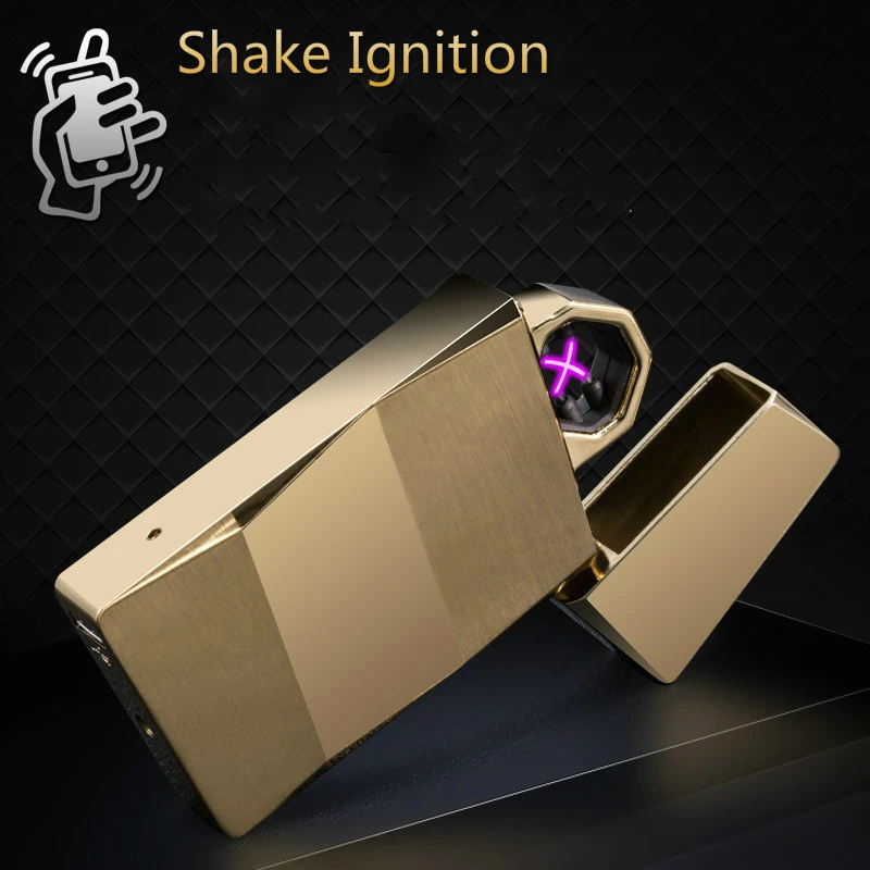 

Shake Ignition USB Lighter Metal Dual Arc Lighters Novetly Windproof Rechargeable Electronic Cigarette Cigar Lighter Men Gadgets