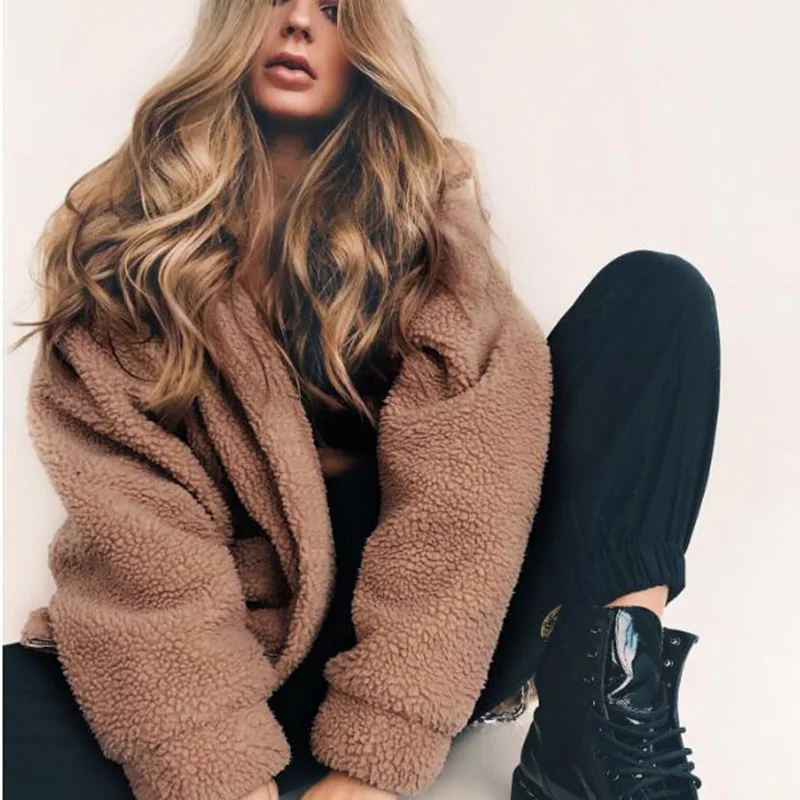 Плюшевая Повседневная Женская осенне-зимняя коллекция 2020 года пальто из
