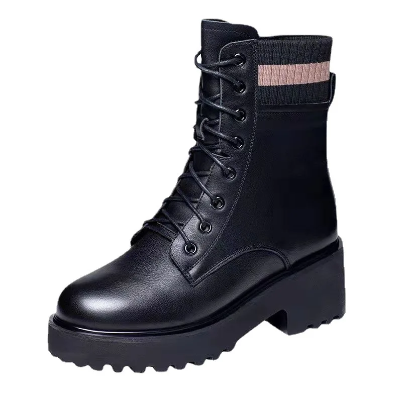 

Новинка Осень-зима 2021 стильные женские студенческие ботинки Корейская версия туба на толстой подошве на толстом каблуке и флисовые коротки...